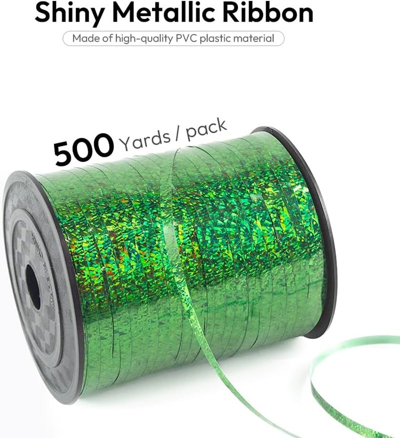 HimBen 500 Yards Curling Ribbon for Gift Wrapping, 3/16" Balloon String for Christmas Valentine Birthday Wedding Party Festival Decoration, Crafts, Flower Bouquet(Laser Green) - Image 2